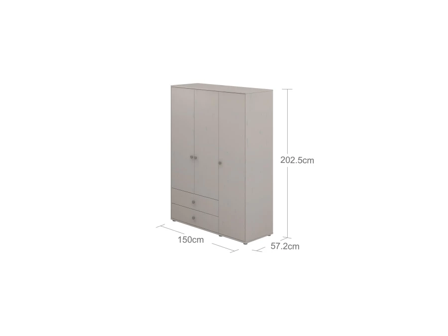 Flexa Classic 3-deurs kledingkast greywash / natural green - Afbeelding 3