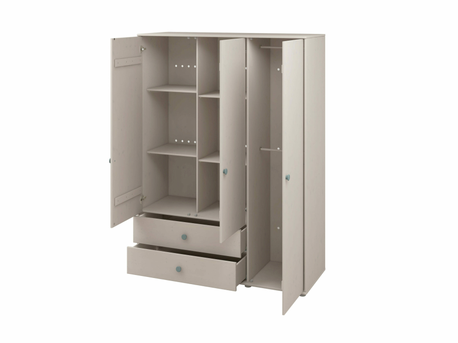 Flexa Classic 3-deurs kledingkast greywash / natural green - Afbeelding 4
