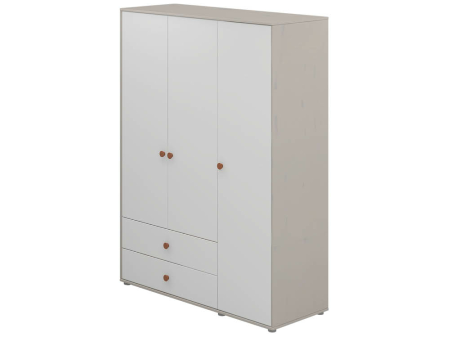 Flexa Classic 3-deurs kledingkast greywash / wit / blush