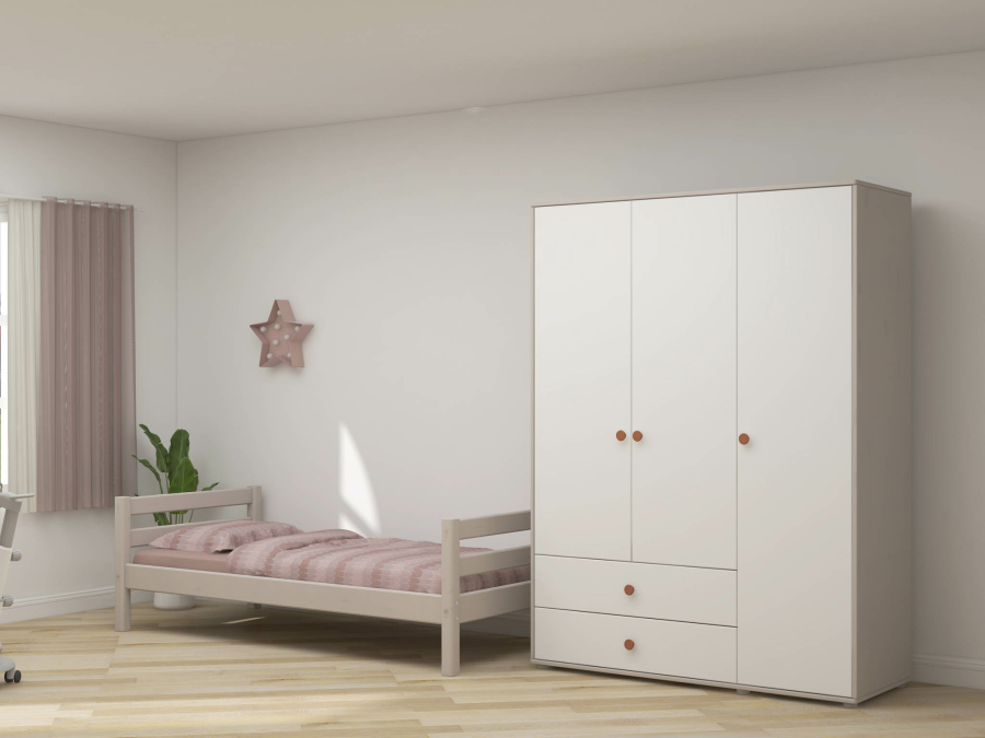 Flexa Classic 3-deurs kledingkast greywash / wit / blush - Afbeelding 5