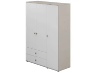 Flexa Classic 3-deurs kledingkast greywash / wit / natural green