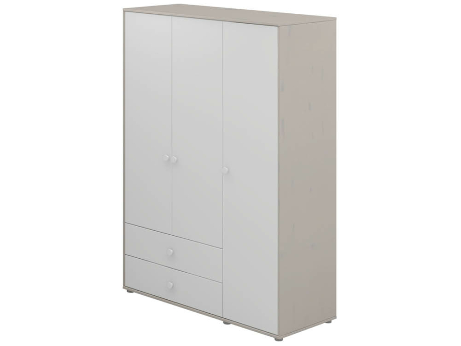 Flexa Classic 3-deurs kledingkast greywash / wit / wit