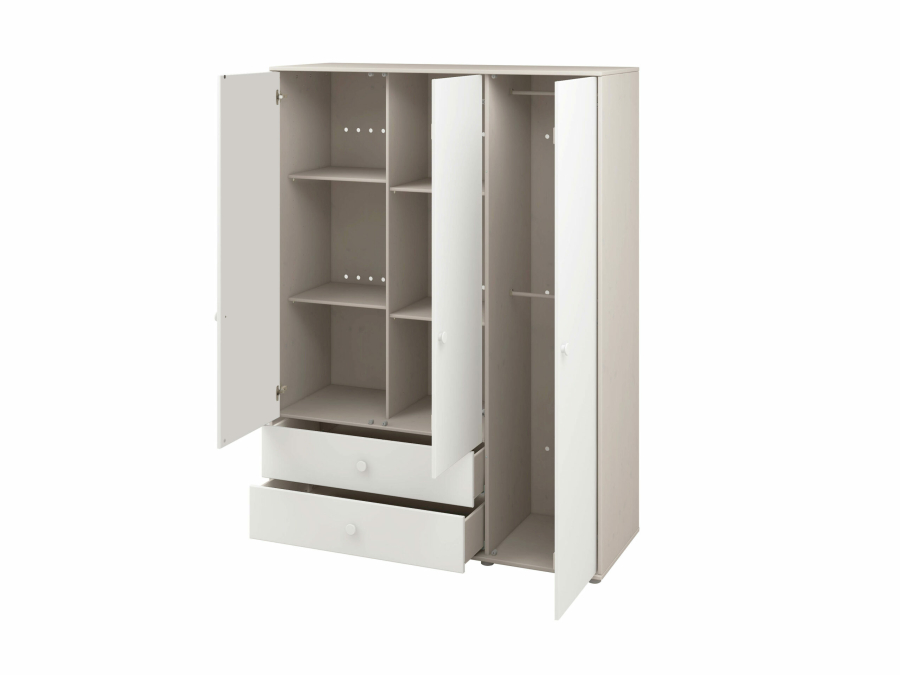 Flexa Classic 3-deurs kledingkast greywash / wit / wit - Afbeelding 5