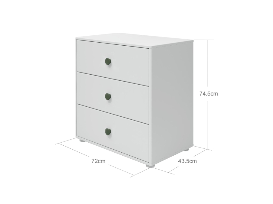 Flexa Roomie ladekast wit / deep green - Afbeelding 3
