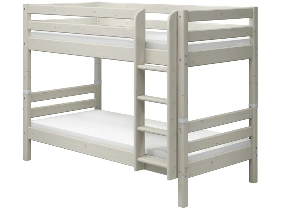 Flexa Classic stapelbed met rechte ladder 90x200 whitewash