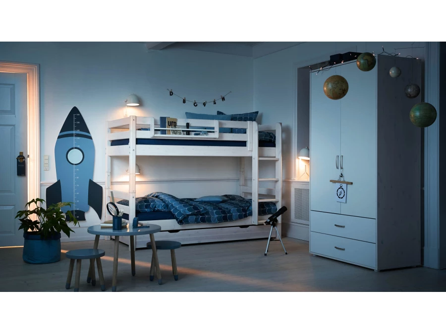 Flexa Classic stapelbed met rechte ladder 90x200 whitewash - Afbeelding 5