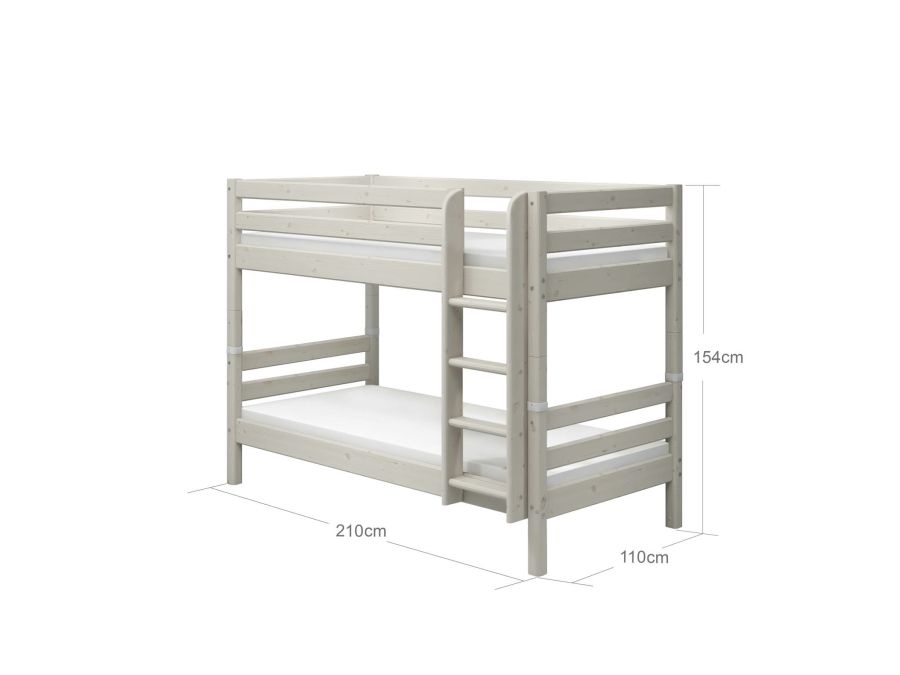 Flexa Classic stapelbed met rechte ladder 90x200 whitewash - Afbeelding 4
