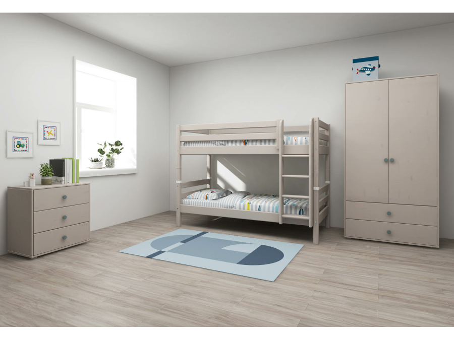 Flexa Classic stapelbed met rechte ladder 90x200 greywash - Afbeelding 5