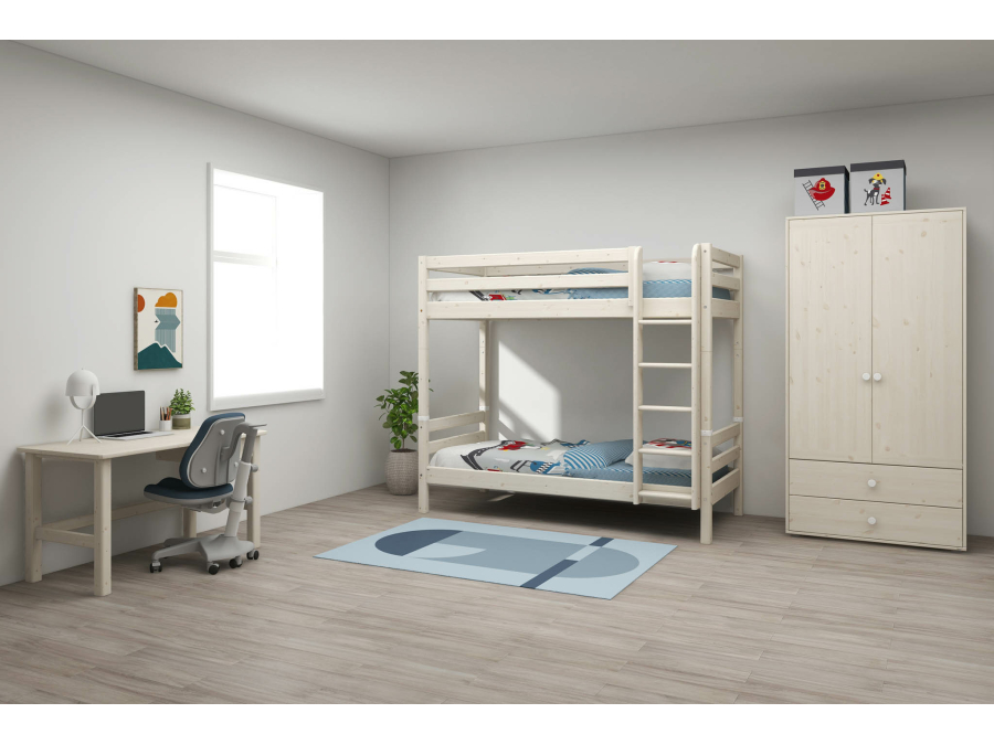 Flexa Classic stapelbed met extra hoogte en rechte ladder 90x200 whitewash - Afbeelding 5
