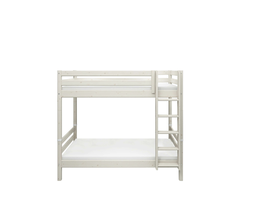 Flexa Classic stapelbed met extra hoogte en rechte ladder 90x200 whitewash - Afbeelding 2