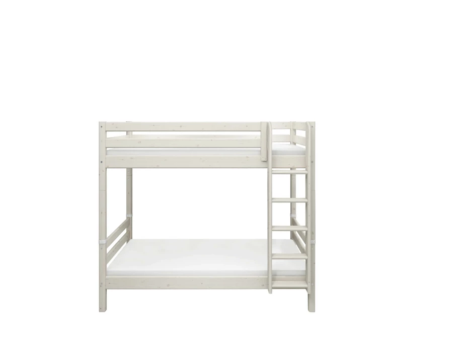 Flexa Classic stapelbed met extra hoogte en rechte ladder 90x200 whitewash - Afbeelding 2