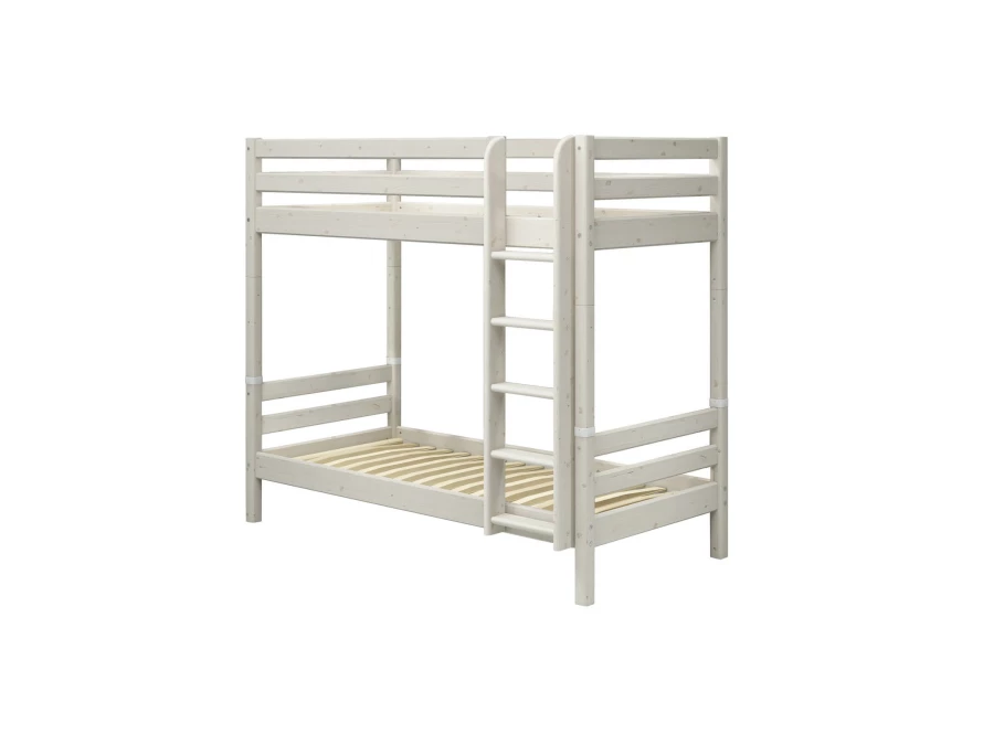 Flexa Classic stapelbed met extra hoogte en rechte ladder 90x200 whitewash - Afbeelding 3