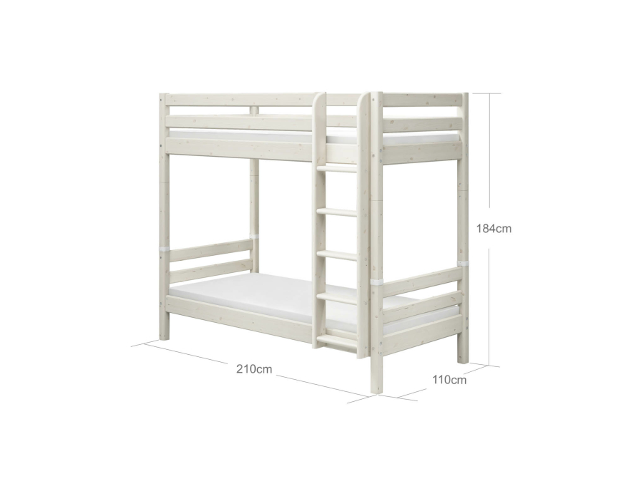 Flexa Classic stapelbed met extra hoogte en rechte ladder 90x200 whitewash - Afbeelding 4