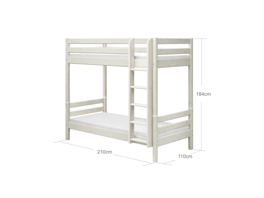 Flexa Classic stapelbed met extra hoogte en rechte ladder 90x200 whitewash - Afbeelding 4
