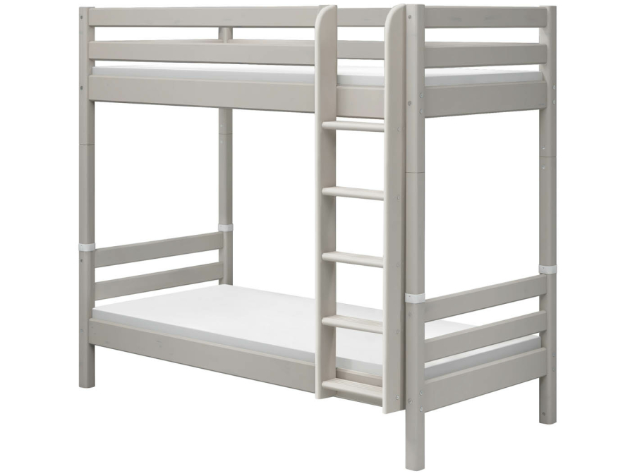 Flexa Classic stapelbed met extra hoogte en rechte ladder 90x200 greywash