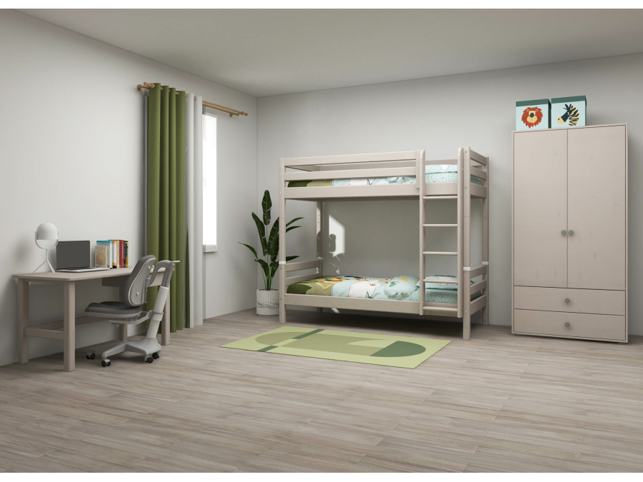 Flexa Classic stapelbed met extra hoogte en rechte ladder 90x200 greywash - Afbeelding 5