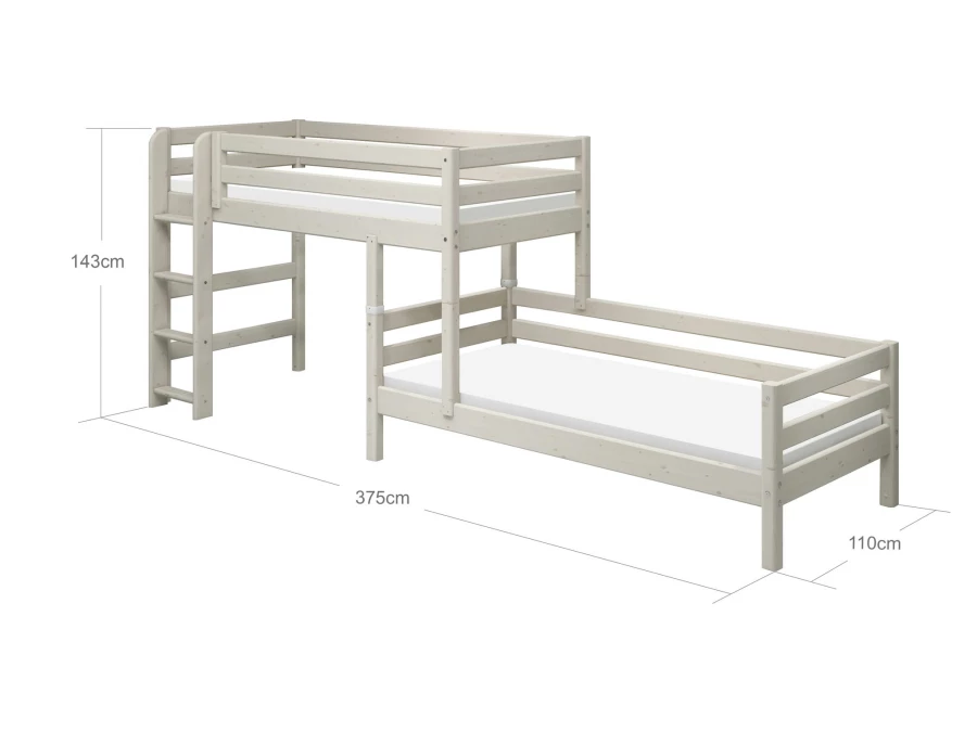 Flexa Classic hoekstapelbed 90x200 whitewash - Afbeelding 5