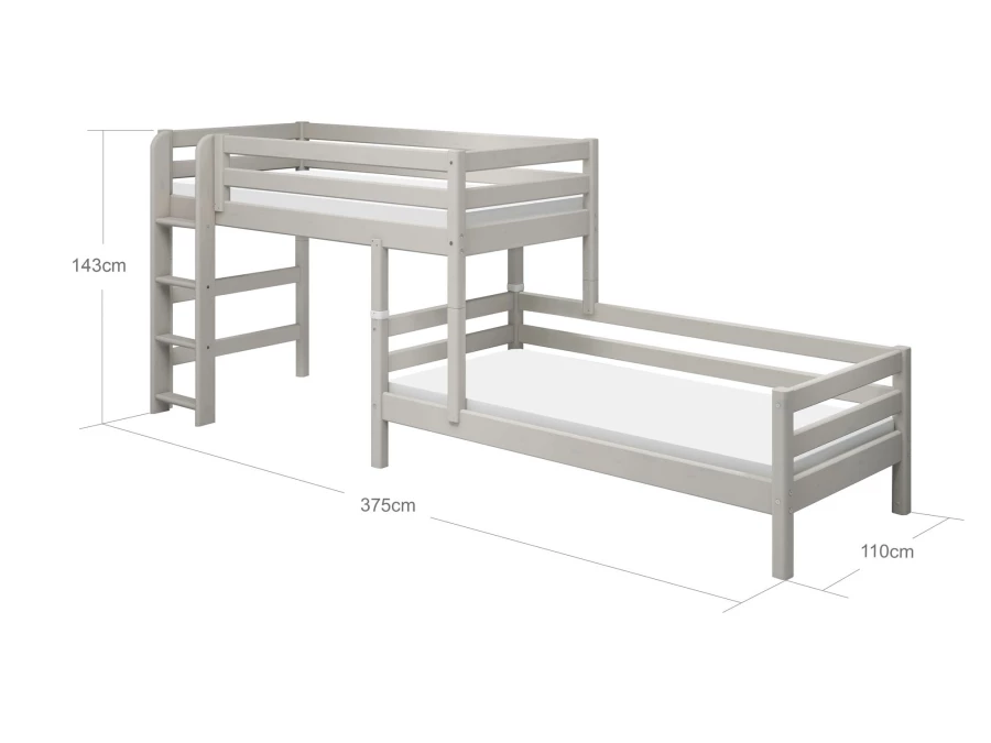 Flexa Classic hoekstapelbed 90x200 greywash - Afbeelding 6