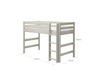 Flexa Classic verhoogde halfhoogslaper m. rechte ladder 90x200 whitewash - Afbeelding 4