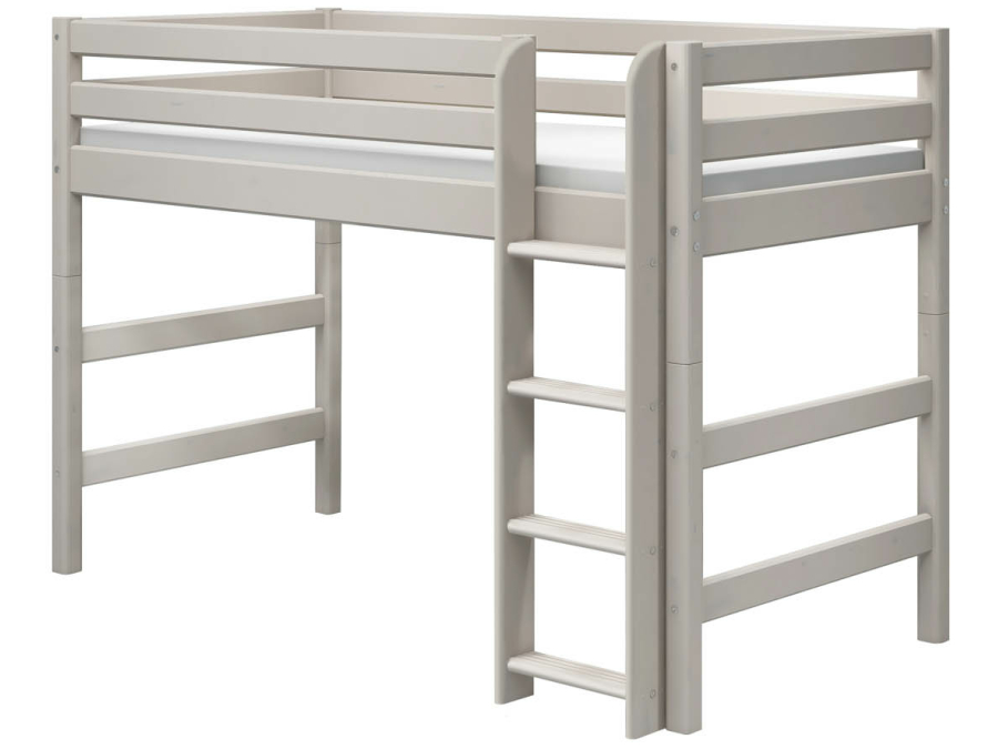 Flexa Classic verhoogde halfhoogslaper m. rechte ladder 90x200 greywash
