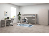 Flexa Classic verhoogde halfhoogslaper m. rechte ladder 90x200 greywash - Afbeelding 6