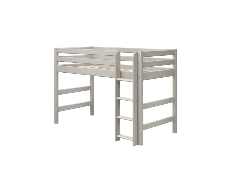 Flexa Classic verhoogde halfhoogslaper m. rechte ladder 90x200 greywash - Afbeelding 3