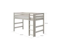 Flexa Classic verhoogde halfhoogslaper m. rechte ladder 90x200 greywash - Afbeelding 4