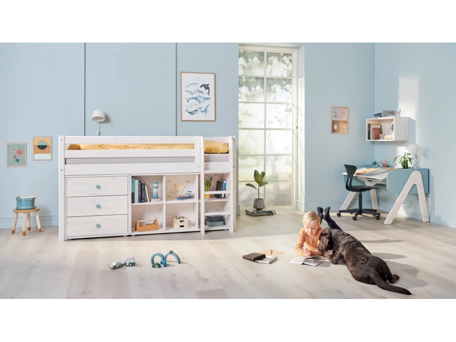 Flexa Classic halfhoogslaper m. rechte ladder 90x200 whitewash - Afbeelding 6