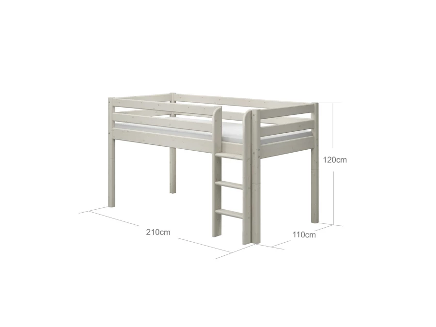 Flexa Classic halfhoogslaper m. rechte ladder 90x200 whitewash - Afbeelding 4