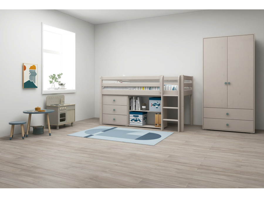Flexa Classic halfhoogslaper m. rechte ladder 90x200 greywash - Afbeelding 6