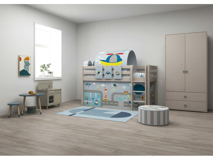 Flexa Classic halfhoogslaper m. rechte ladder 90x200 greywash - Afbeelding 5
