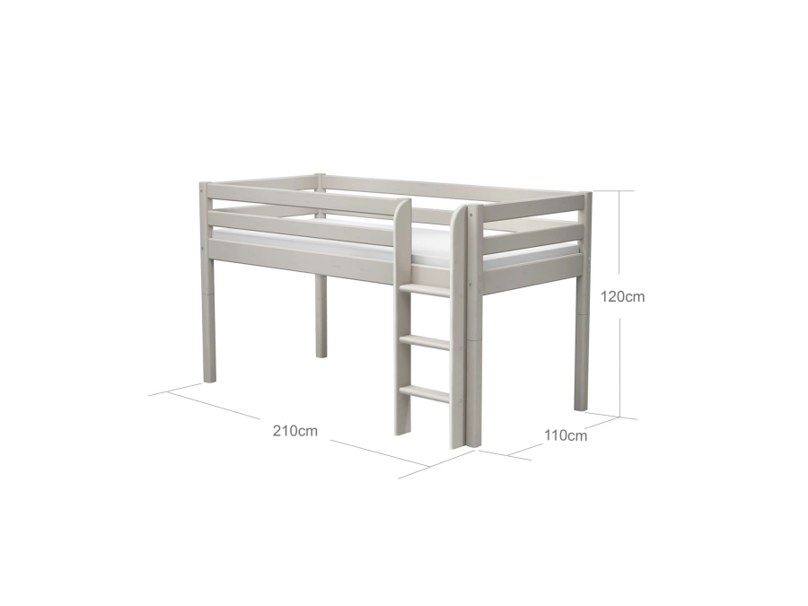 Flexa Classic halfhoogslaper m. rechte ladder 90x200 greywash - Afbeelding 4