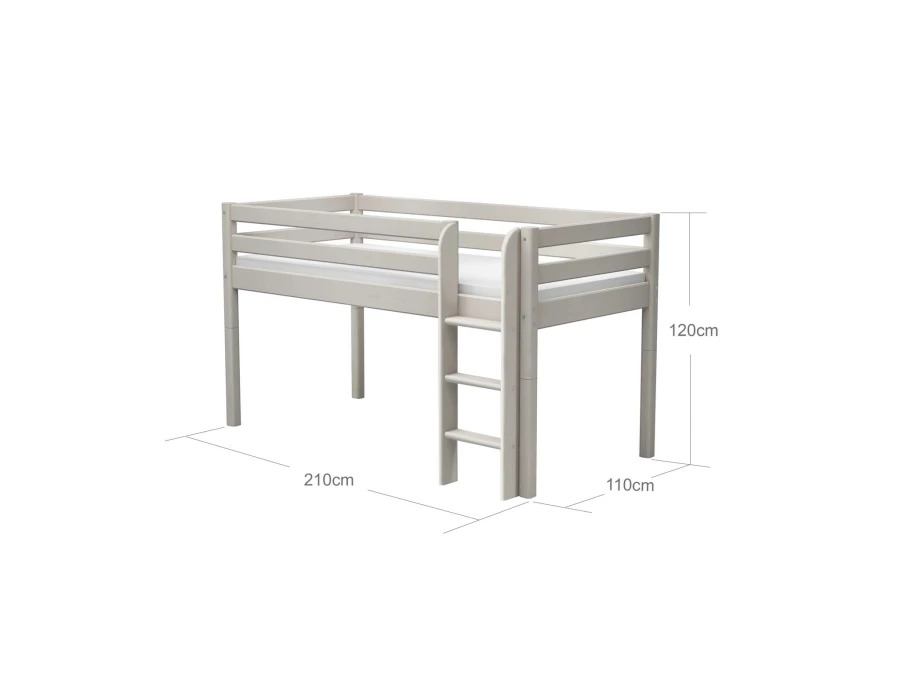Flexa Classic halfhoogslaper m. rechte ladder 90x200 greywash - Afbeelding 4