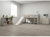 Flexa Classic halfhoogslaper m. rechte ladder en glijbaan 90x200 whitewash - Afbeelding 6