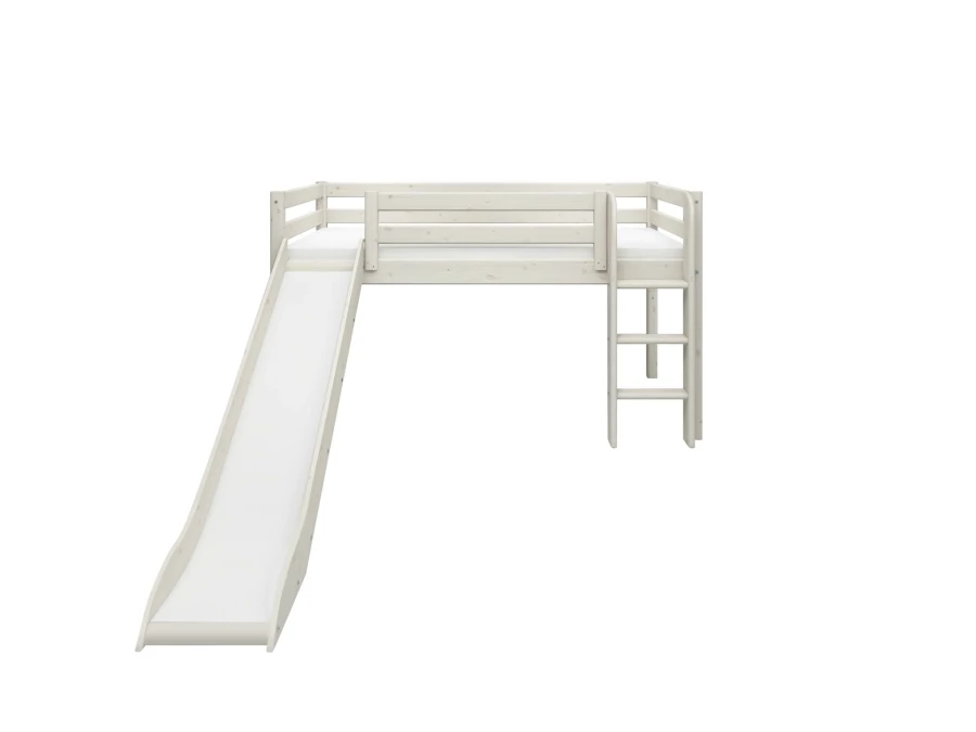 Flexa Classic halfhoogslaper m. rechte ladder en glijbaan 90x200 whitewash - Afbeelding 2