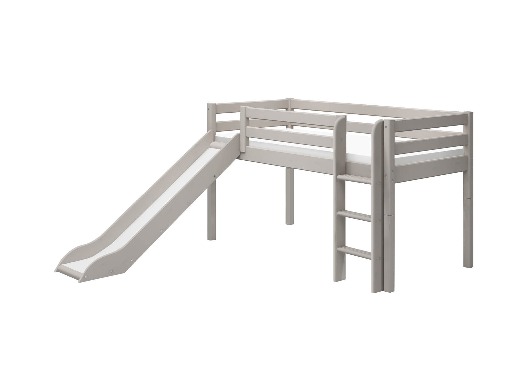 Flexa Classic halfhoogslaper m. rechte ladder en glijbaan 90x200 greywash