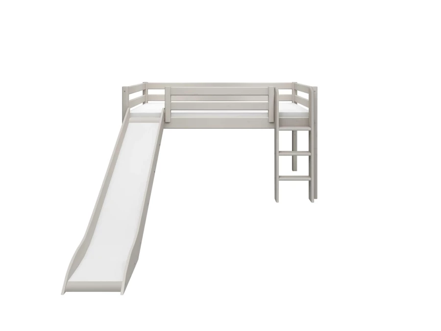 Flexa Classic halfhoogslaper m. rechte ladder en glijbaan 90x200 greywash - Afbeelding 2