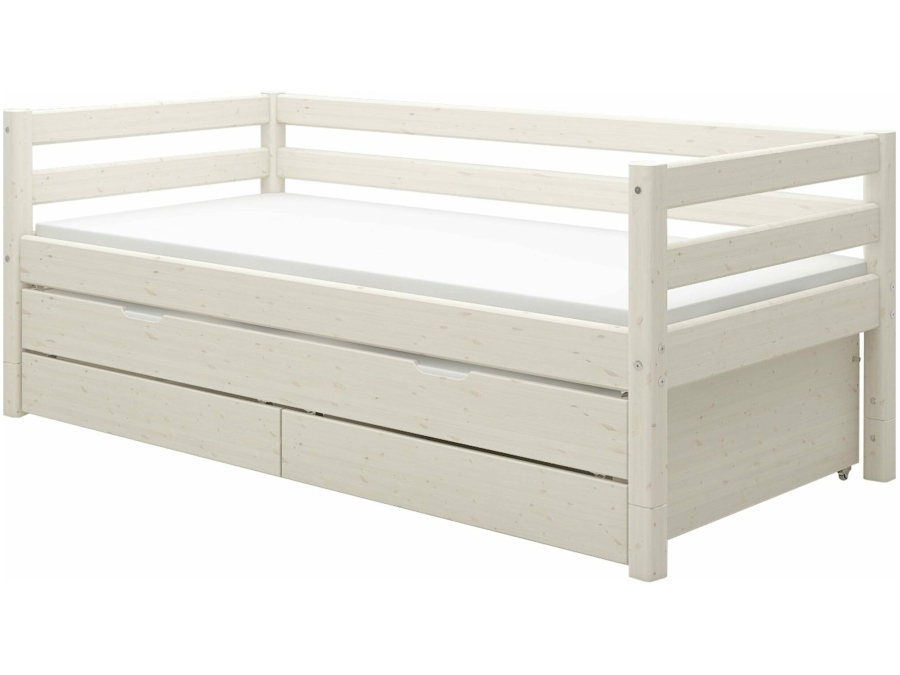 Flexa Classic bedbank met onderschuifbed en opberglades 90x200 whitewash