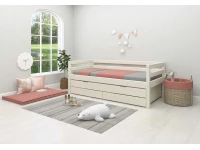 Flexa Classic bedbank met onderschuifbed en opberglades 90x200 whitewash - Afbeelding 7
