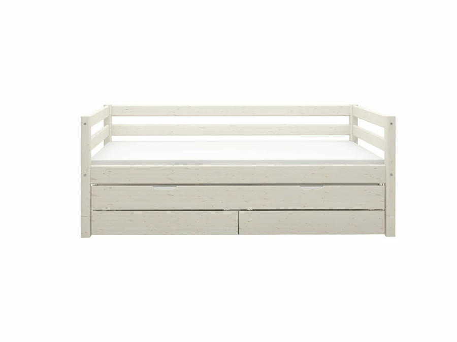 Flexa Classic bedbank met onderschuifbed en opberglades 90x200 whitewash - Afbeelding 2