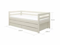 Flexa Classic bedbank met onderschuifbed en opberglades 90x200 whitewash - Afbeelding 5