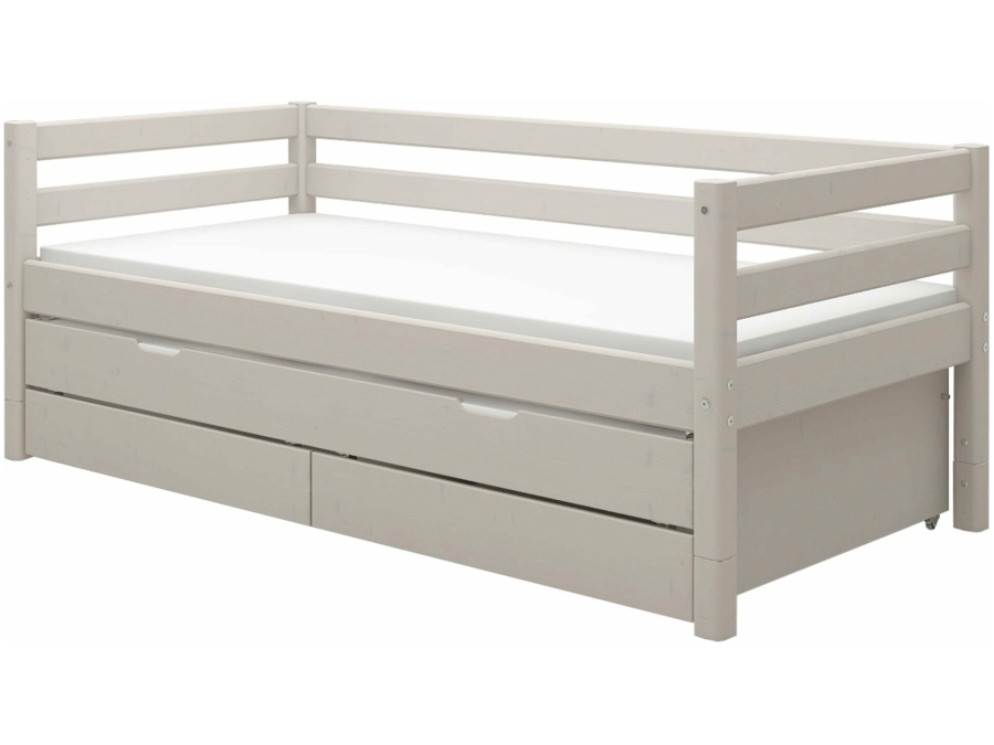 Flexa Classic bedbank met onderschuifbed en opberglades 90x200 greywash
