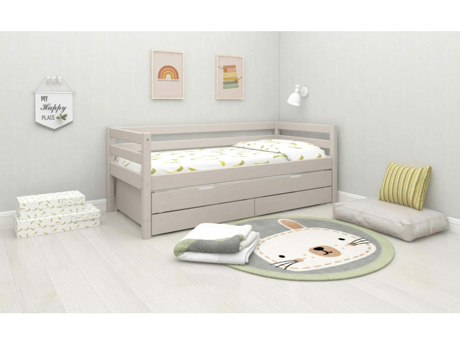 Flexa Classic bedbank met onderschuifbed en opberglades 90x200 greywash - Afbeelding 7