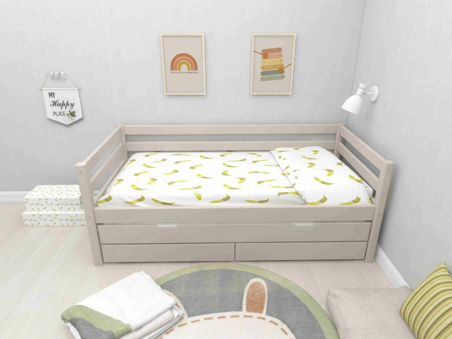 Flexa Classic bedbank met onderschuifbed en opberglades 90x200 greywash - Afbeelding 6