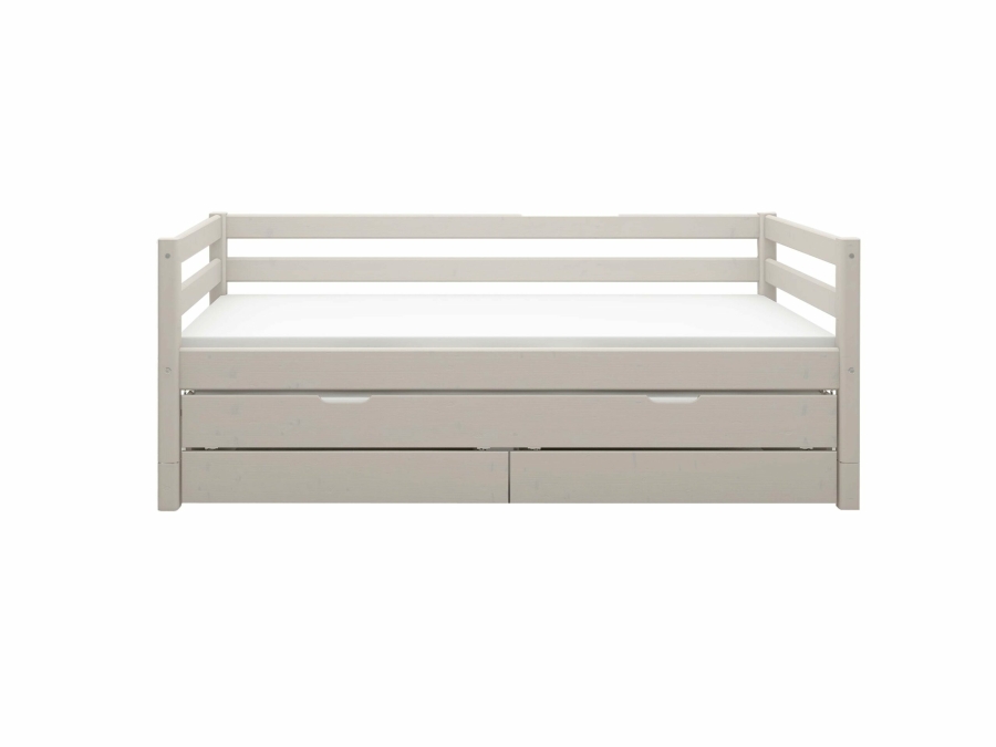 Flexa Classic bedbank met onderschuifbed en opberglades 90x200 greywash - Afbeelding 2