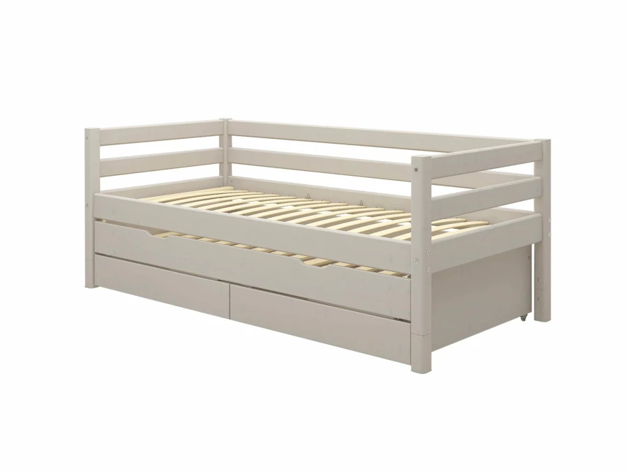 Flexa Classic bedbank met onderschuifbed en opberglades 90x200 greywash - Afbeelding 3
