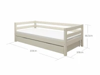 Flexa Classic bedbank met onderschuifbed 90x200 whitewash - Afbeelding 3