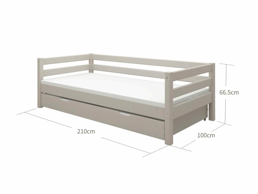 Flexa Classic bedbank met onderschuifbed 90x200 greywash - Afbeelding 3