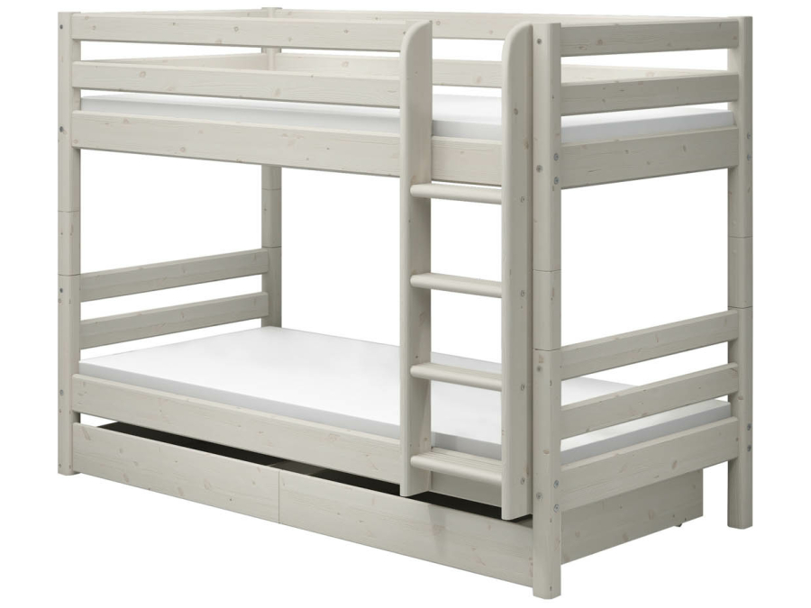 Flexa Classic stapelbed met opberglades 90x200 whitewash