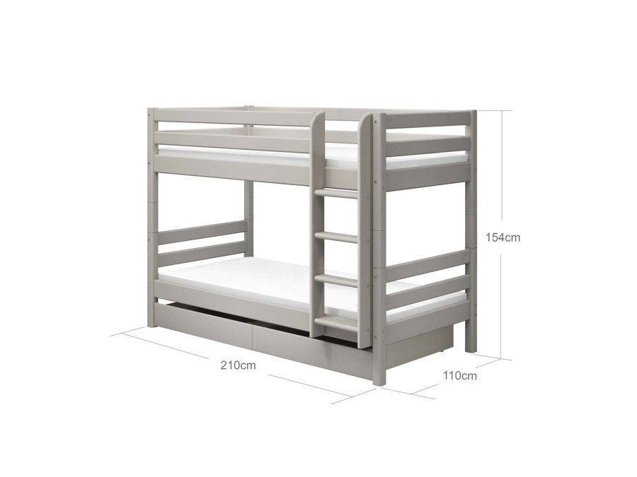 Flexa Classic stapelbed met opberglades 90x200 greywash - Afbeelding 4